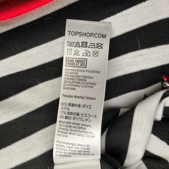 Topshop Black & White Striped Long Sleeve Top/Star With Bling - Picture 5 of 5